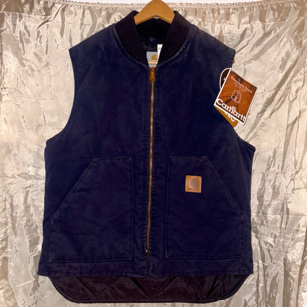 Carhartt Sandstone Duck Arctic Vest Quilt Lined Large Black Made in USA (NWT)